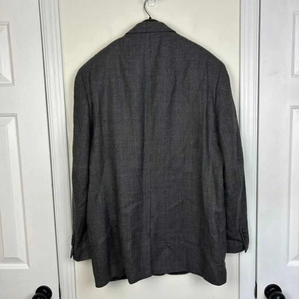 Ralph Lauren 44L Long‎ 100% Lambswool Gray Houndstooth Sport Coat Blazer Jacket